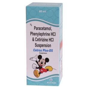 PARACETAMOL 250 MG + PHENYLEPHRINE HCL 5 MG + CETIRIZINE HCL 5 MG (Cetros Plus DS Syrup)