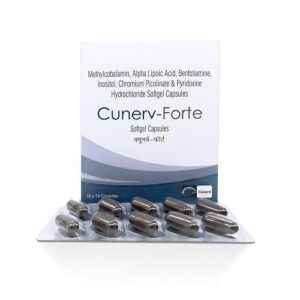 METHYLCOBALAMIN 1500 MCG + ALPHA LIPOIC ACID 200 MG + BENFOTIAMINE 150 MG + INOSITOL 100 MG + CHROMIUM PICOLINATE 200 MCG + PYRIDOXINE HYDROCHLIRIDE (VIT B6) 3 MG ( Cunerv Forte Capsules )