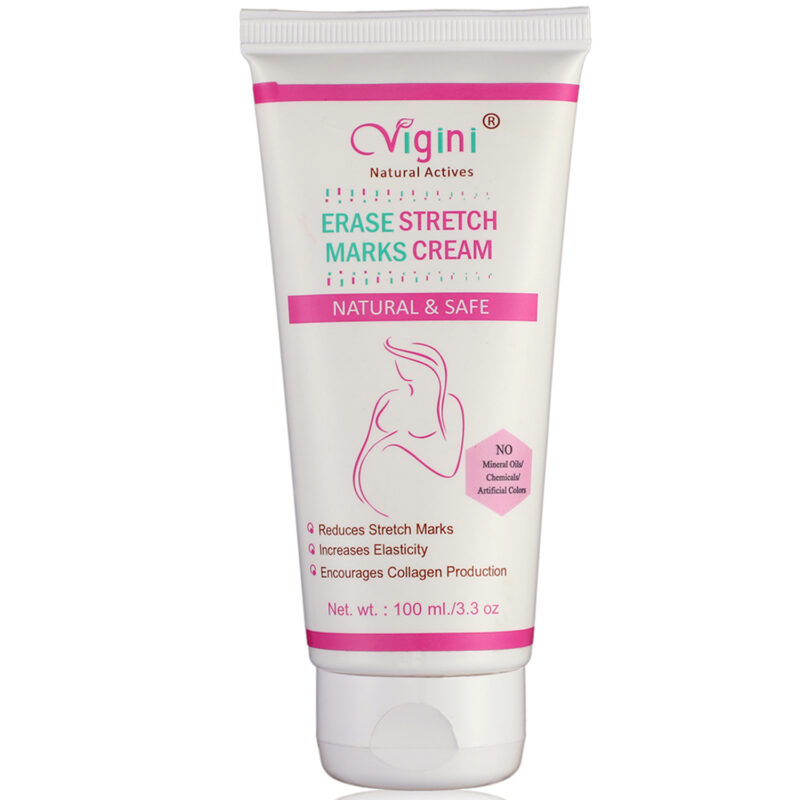 Vigini Natural Erase Stretch Marks Scars Removal Oil Cream In During After Pregnancy Delivery for Women Anti-Aging Hyper Pigemantation Remover Uneven Skin Tone 100g