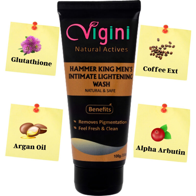 Vigini Hammer King Intimate Lightening Whitening Brightening Deodrant Gel Wash Men 100g | Anti (Bacterial Itching Irritation Fungal) Hygiene Private Parts pH Balanced Removes Odor Cool and Refreshing - Image 2