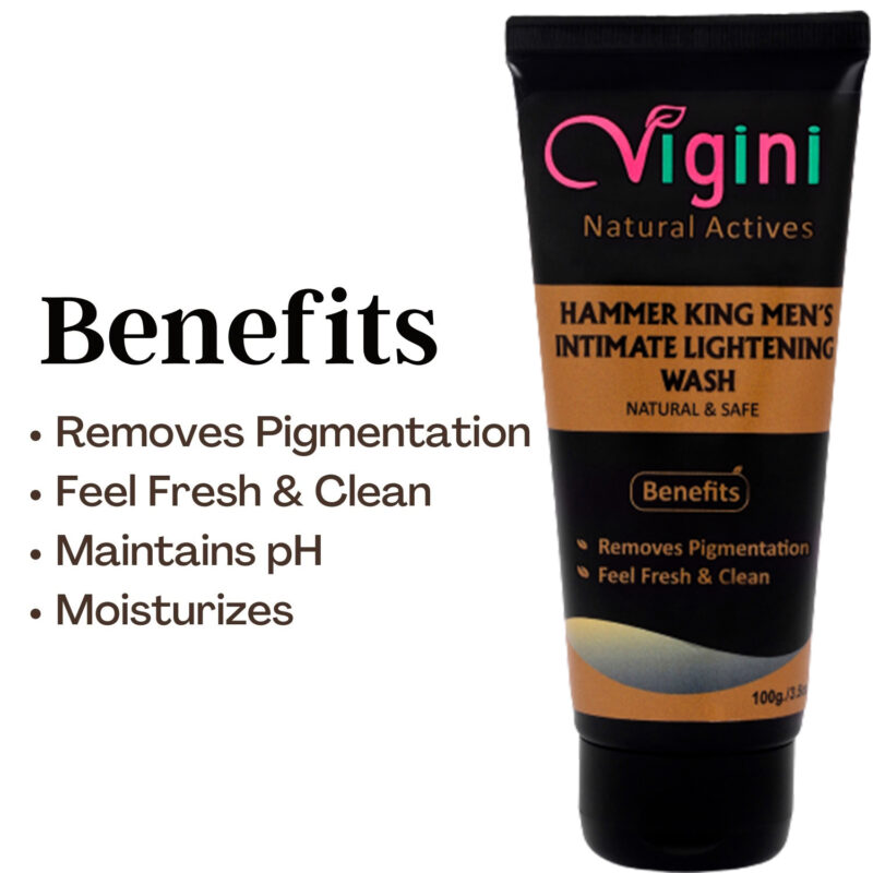 Vigini Hammer King Intimate Lightening Whitening Brightening Deodrant Gel Wash Men 100g | Anti (Bacterial Itching Irritation Fungal) Hygiene Private Parts pH Balanced Removes Odor Cool and Refreshing - Image 3