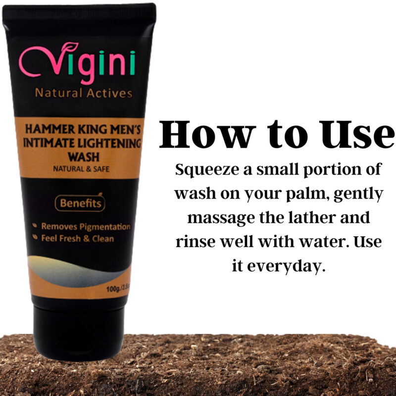 Vigini Hammer King Intimate Lightening Whitening Brightening Deodrant Gel Wash Men 100g | Anti (Bacterial Itching Irritation Fungal) Hygiene Private Parts pH Balanced Removes Odor Cool and Refreshing - Image 4