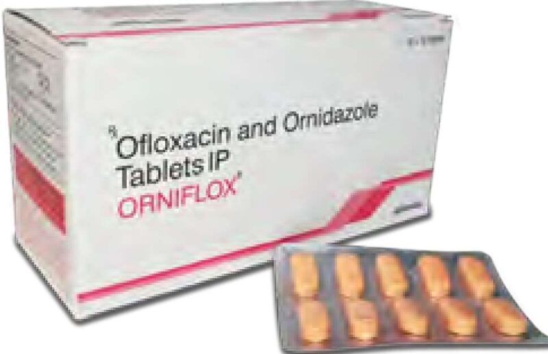 Ofloxacin200 mg + Ornidazole 500 mg film coated Tablet