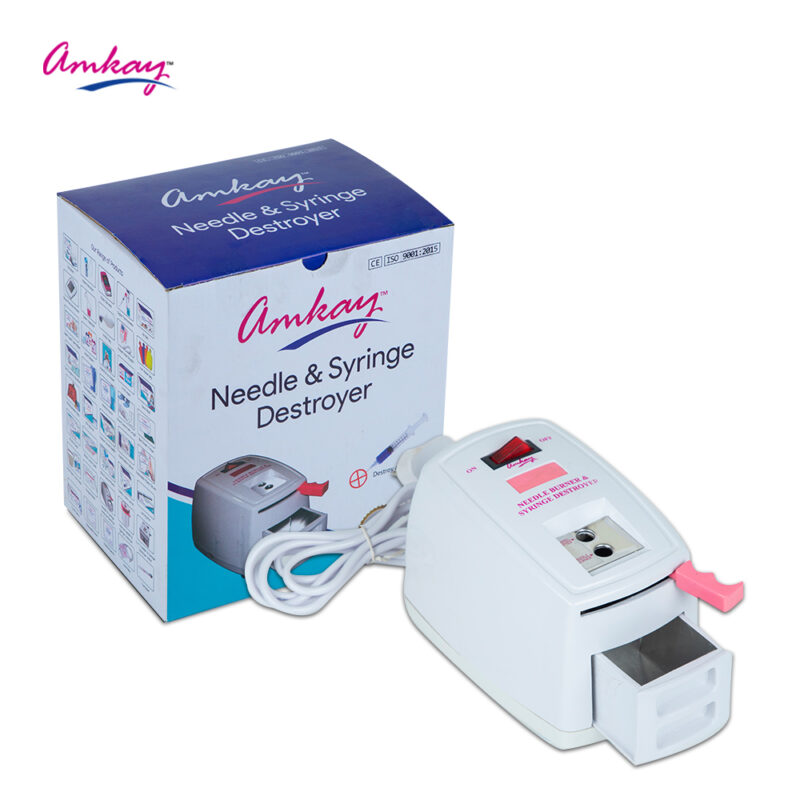 Amkay Needle Syringe Destroyer Electric, Needle Destroyer Machine for Hospital & Laboratory, Pink & White - (Pack of 1)