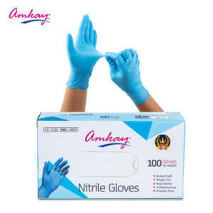 AMKAY Nitrile Disposable Examination Gloves (Pack of 100)(Large)