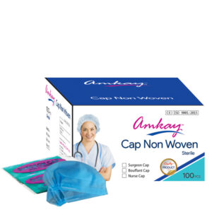 Amkay Bouffant Caps (Blue) | Disposable Non-Woven Bouffant Caps/Surgical Caps (Pack of 100)