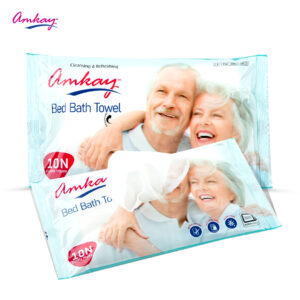 Amkay Bed Bath Towel/Wipes, 100% safe, Anti-Bacterial, Alcohol-Free, No Water Needed, Non Wooven Bed Towels for Kids & Adults (Pack of 1)