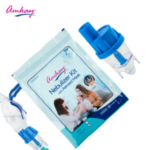 Amkay Nebulizer Kit Mask with Anti-spill jar For Men & Women| Transparent, Lightweight Non Slip Mask with Comfortable Elastic Straps For Child And Adults (White)