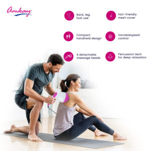 product-grid-gallery-item Amkay Electric Handheld Full Body Massager with 4 Effective Massage Heads Relaxation Stress Relief Ideal for Whole Body - Back, Leg & Shoulders