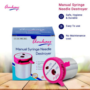 product-grid-gallery-item Amkay Needle & Syringe Destroyer Manual, Needle Destroyer Machine for Hospital & Laboratory - Pink & White (Pack of 1)