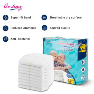 product-grid-gallery-item Amkay Pant Type Diapers for Adults, Skin Friendly, Breathable Fabric, Easy to Wear & Remove, Comfortable Fit Diapers for Men & Women (M - Size)